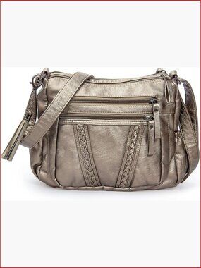 Soft PU Leather Crossbody Bag with Tassel Hobo Shoulder Purse for Women